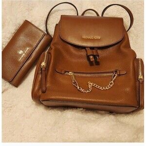 Michael kors luggage pebbled leather jet set backpack and wallet nwt